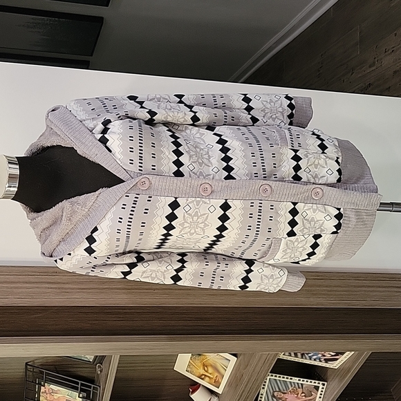 L ONLY Left! Fleece Lined Hoodie Cardigan Sweater Jacket - Picture 2 of 3